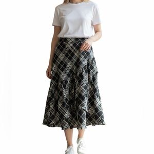 Cato Asymmetrical Black and White Plaid Skirt Size Large